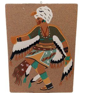 Eagle Dancers Sand Art Painting Vintage Pueblo Mythology Native American Dancing